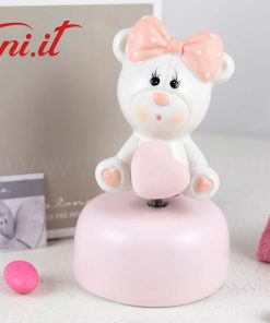 Carillon Orsetto Porcellana Baby Rosa 23925 Claraluna