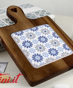 Tagliere Acacia Fiori Blu/Tortora senza Coltellino – 24034 Claraluna