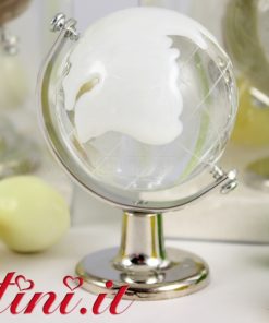 World Bianco – Mappamondo H6 in Vetro e Silver