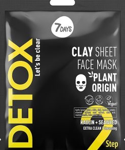 7days detox maschera viso in tessuto detergente con caolino