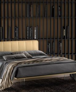 Letto sospeso Smart con piedini trasparenti e testata imbottita