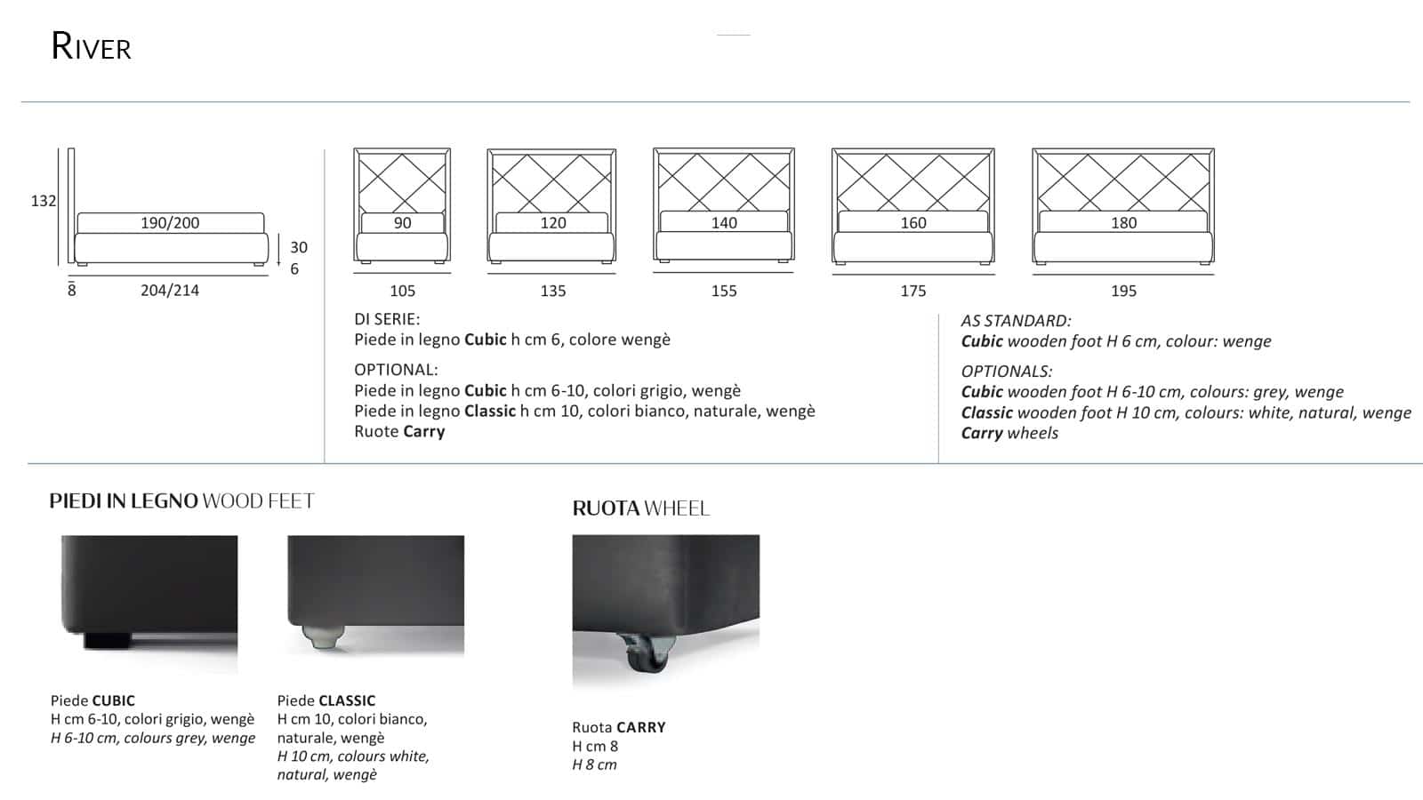 Letto con testiera alta imbottita River - Image 2
