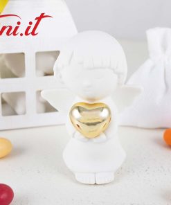 Angelo in piedi con Cuore Oro H10,5